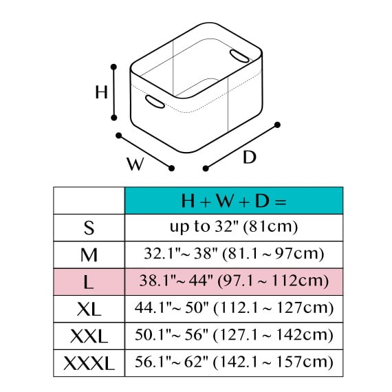 Size chart of custom-made bin (L size)