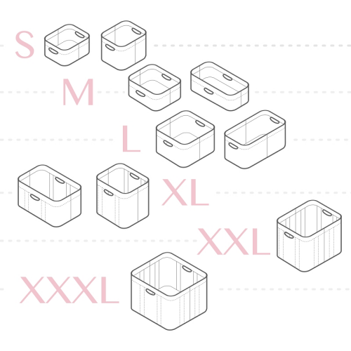 bin sizes from s to xxxl