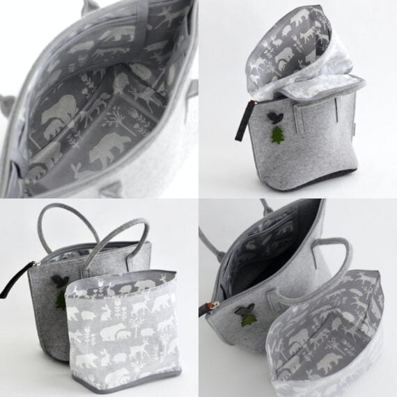 Lunch bag in light grey, inner bag removing