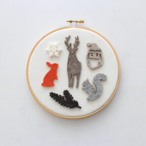 Embroidery hoop wall art, diameter 16cm, Rovaniemi theme